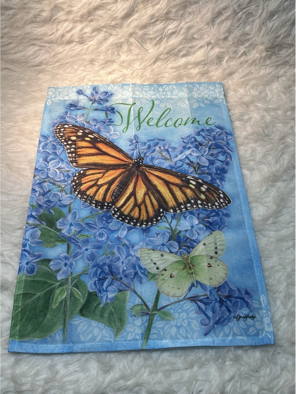 12.5" X 18" “Welcome” Soaring Butterfly Garden Flag